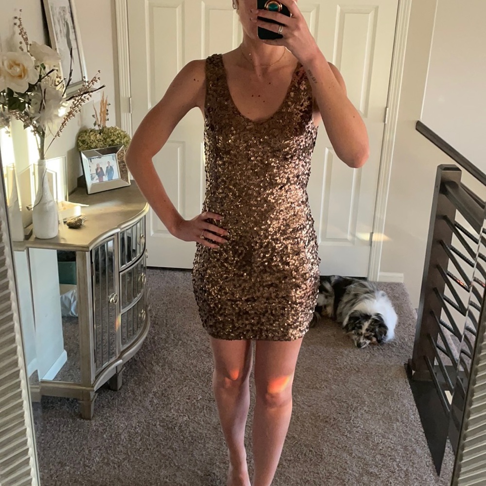 Bronze sequin dress